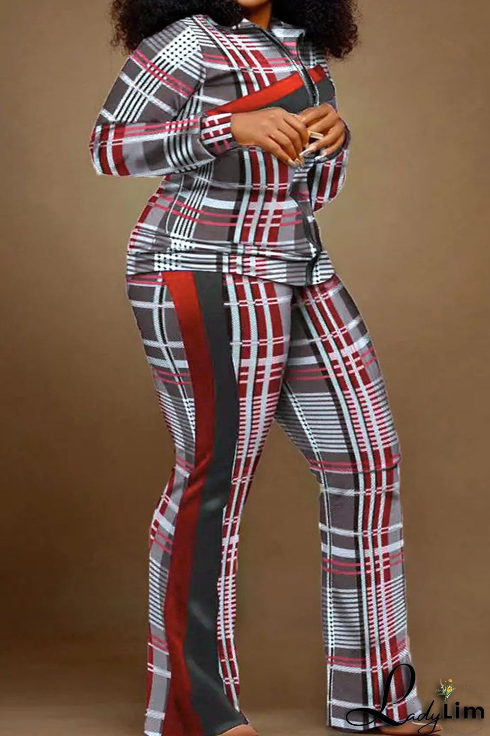 Camouflage Casual Print Patchwork Contrast Turndown Collar Plus Size Two Pieces