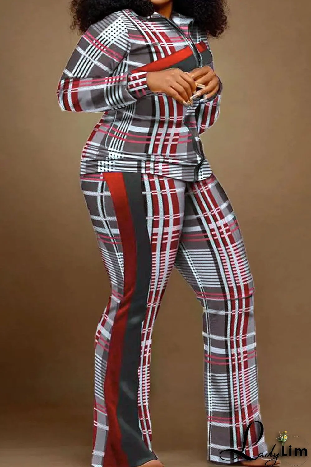 Camouflage Casual Print Patchwork Contrast Turndown Collar Plus Size Two Pieces