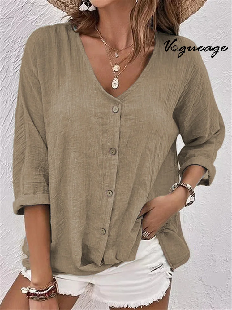 Fashion V-Neck Short-Sleeved Loose-Fitting Women's Casual Tops