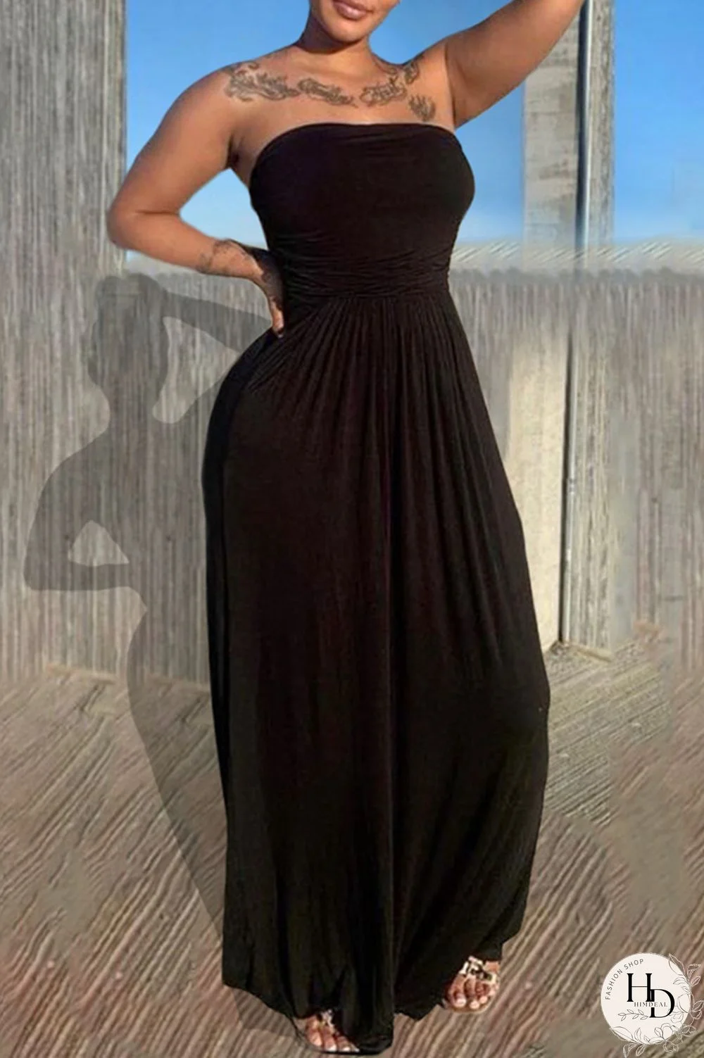 Orange Sexy Casual Solid Backless Strapless Sleeveless Dress