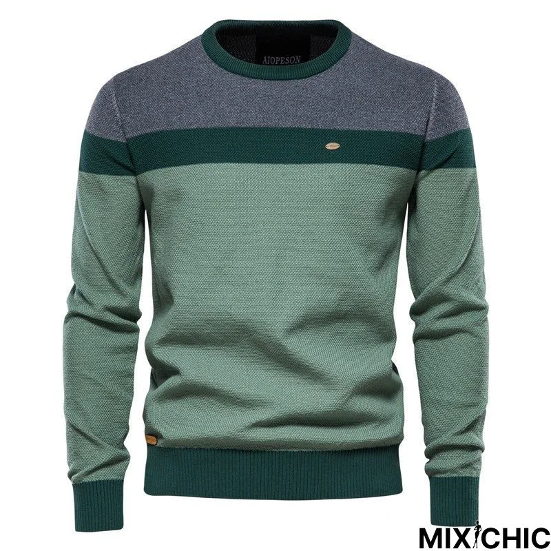 Striped Spliced Long Sleeve Men's Sweater