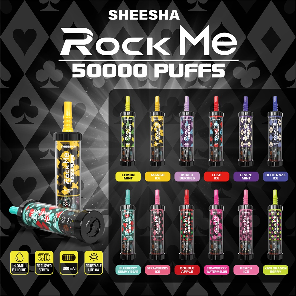 【New Arrive】ROCKME SHEESHA 50K Puffs Latest Original LCD Display Disposable Vape Pen mysite fumotvapeshop