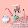 (US Local)DIY Diamond Art Portable Cosmetic Mirror Round Diamond Painting Crafts (Coffee)