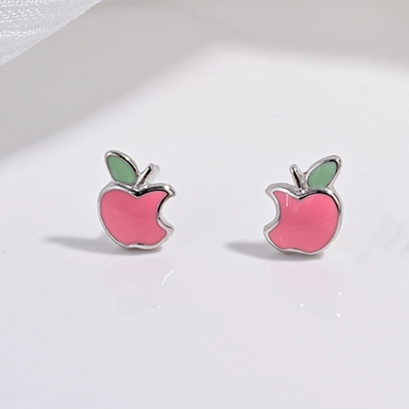1 Pair 22K Gold Plated Rhodium Plated 925 Sterling Silver 925 Sterling Silver Earrings Peach Carrot Apple Ear Studs