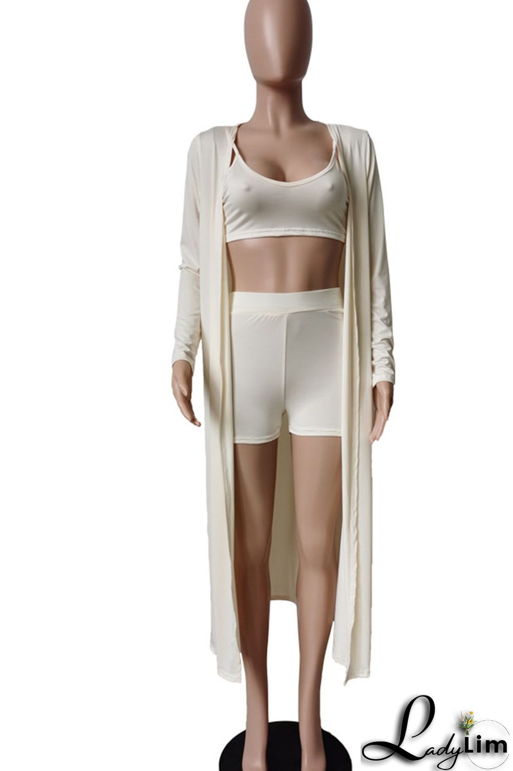 Apricot Sexy Solid Patchwork Long Sleeve Two Pieces