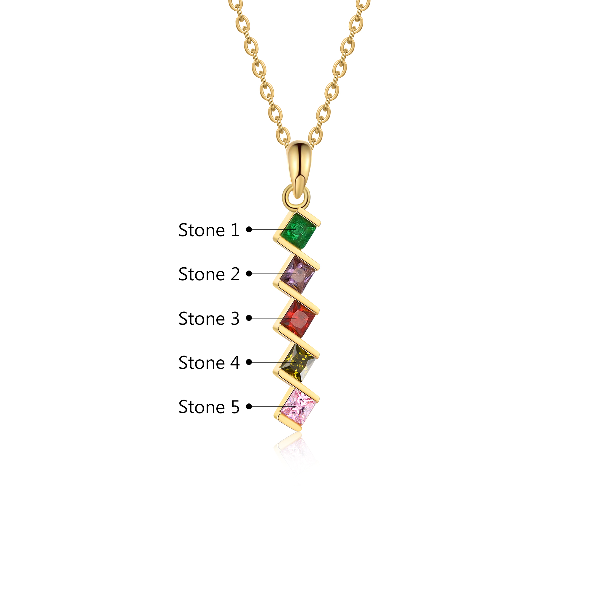 Personalised Women's Necklace Custom 5 Birthstones Pendant Necklace Birthday Gift for Her-Jessemade AU