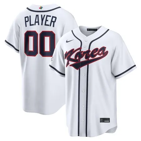 Youth Korea Baseball Custom White 2026 World Baseball Classic Home Jersey