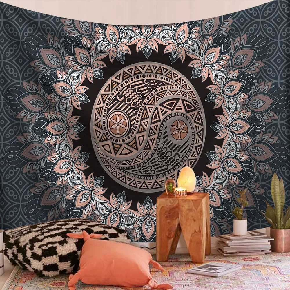 Indian Mandala Wall Hanging Tapestry Bohemian Sandy Beach Throw Rug Blanket Camping Tent Sleeping Pad Tapestries 95x73cm