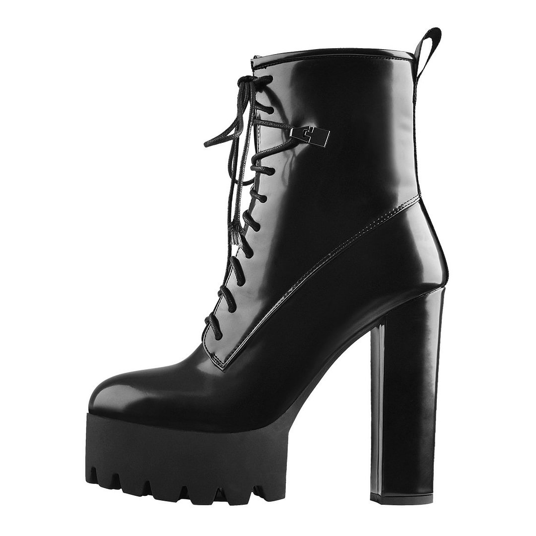 chunky lace up boots with heel
