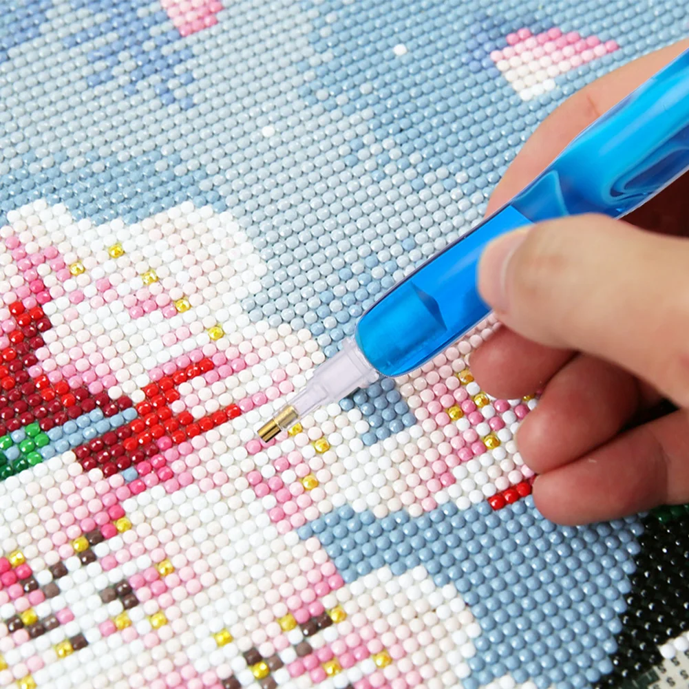 Resin 5D Diamond Painting Pen Kit with 5 Drill Pen Picking Heads and 1 Glue Clay