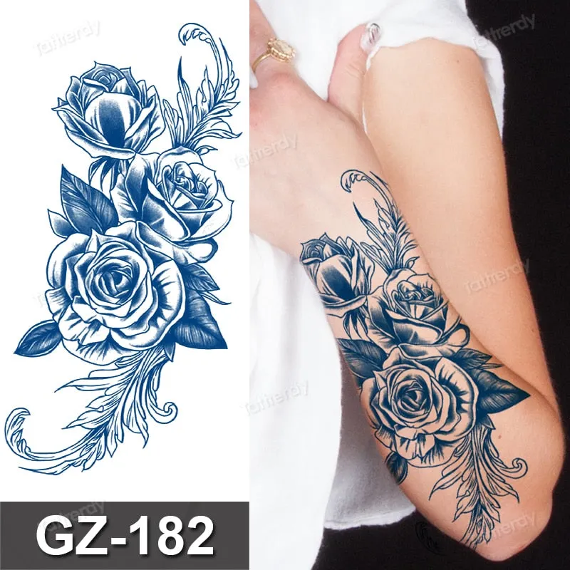 waterproof temporary tattoos men sleeve armband tattoo letter wings flowers long lasting juice ink tattoo sticker fake body art