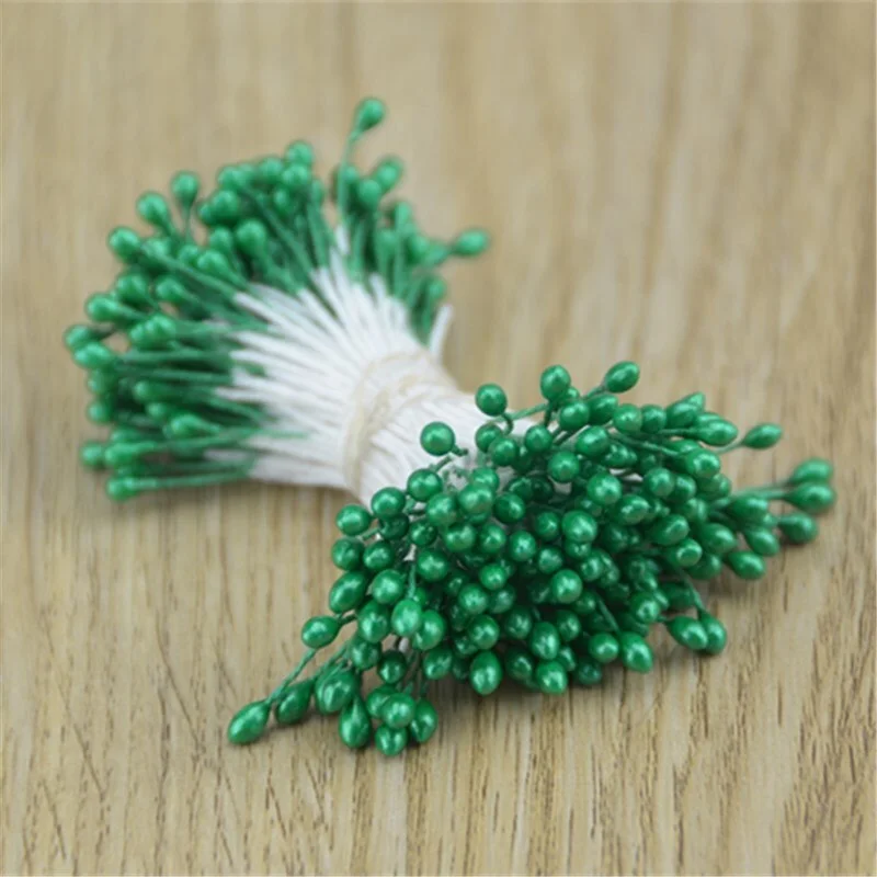 3mm 300pcs Double heads Mini Pearl Stamen Sugar Artificial Flower For Wedding Decoration DIY Scrapbooking Wreath Fake Flowers