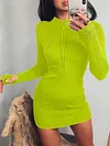Solid Color Bodycon Long Sleeves Mini Dress