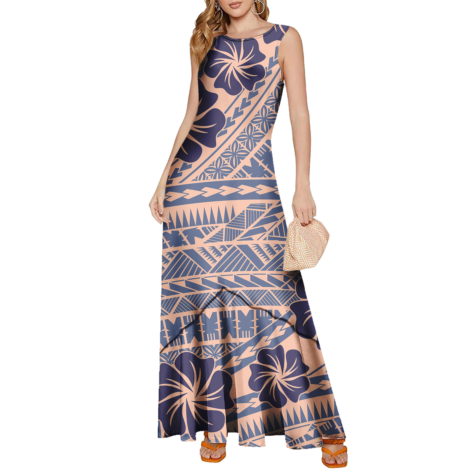 Proslotss summer dresses Hot Sale Puletasi Polynesian Dress For Women Luxury Custom Maxi Mermaid Evening Dress Sexy Dresses Polynesian Clothing
