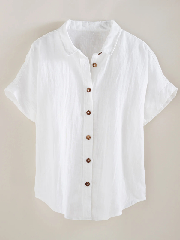 Loose Cool Solid Color Comfortable Ladies Shirt Short Sleeve tjj Shicloths