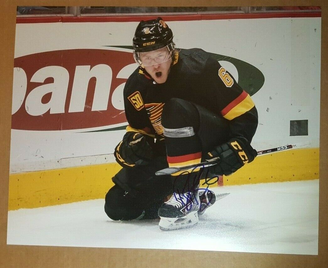 Brock Boeser Signed 11x14 Photo Poster painting Retro Vancouver Canucks Autographed COA