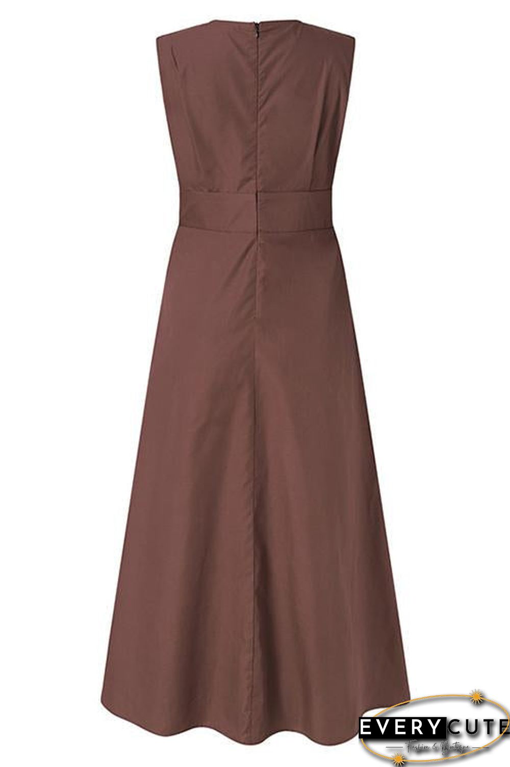 Sleeveless Mock Neck Print Maxi A-Line Dress main image 1