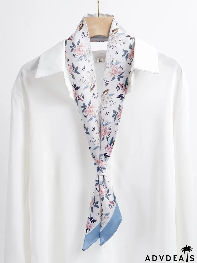 Flower Print Twilly Scarf