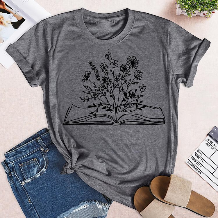 ANB - Book Read Flower with book Book Lovers Tee-03702