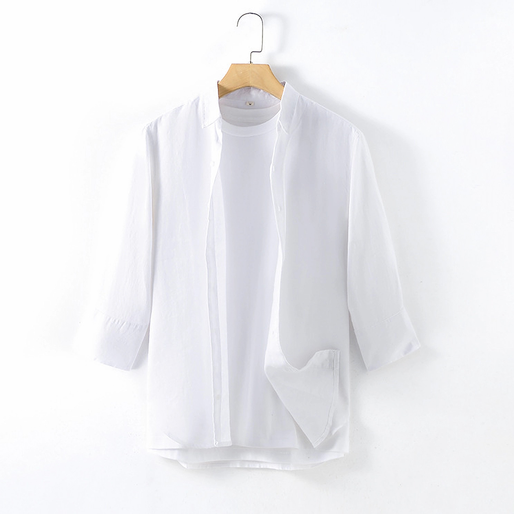 100% European Linen Men's Mid Sleeves Shirt REAL SILK LIFE