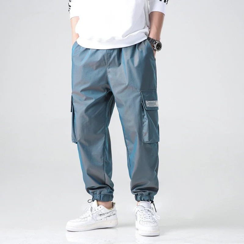 2020 New Autumn Men Women Sweatpant Solid Reflective Pants Joggers Men Hip Hop Streetwear Jogger Baggy Trousers Male