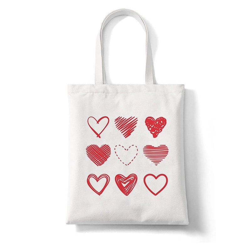 Unisex Canvas Heart Shape Basic Classic Style Square Open Canvas Bag