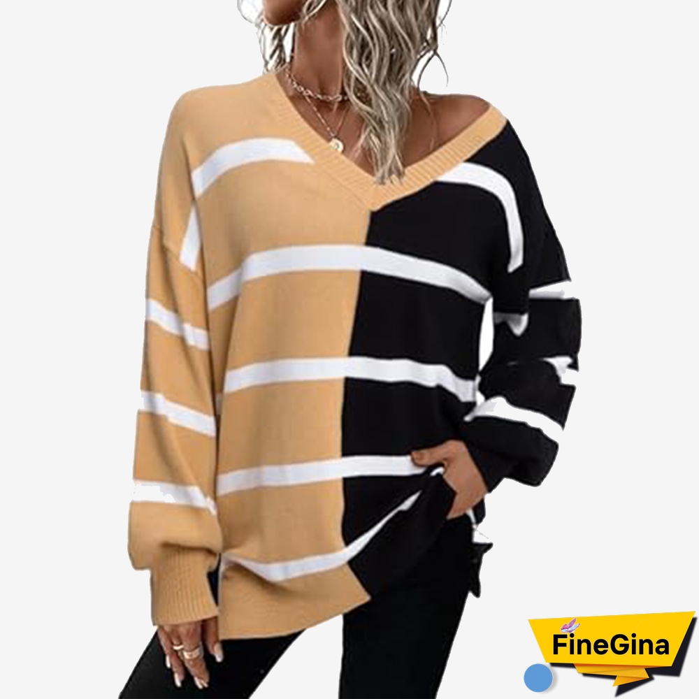 Brown Striped Long Sleeve Sweater