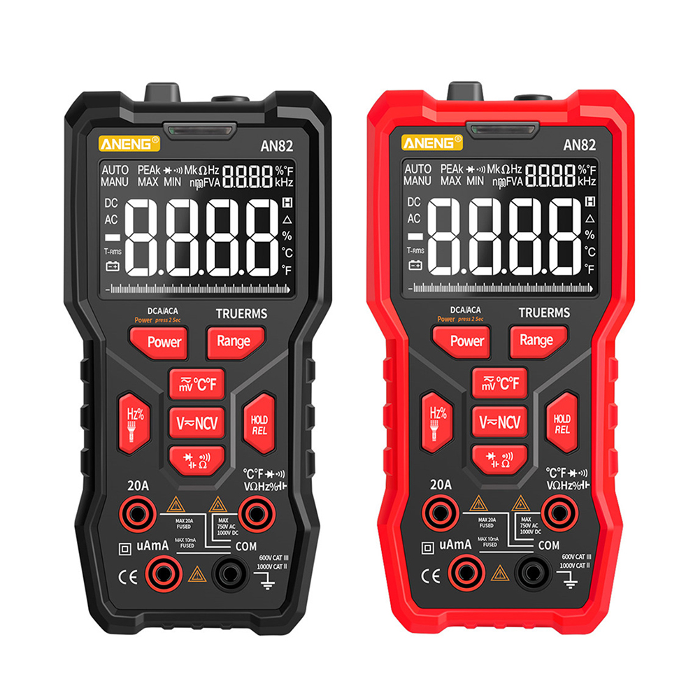 

ANENG AN82 9999 Counts Digital Multimeter Auto Ranging Tester AC/DC Meter, Red, 501 Original