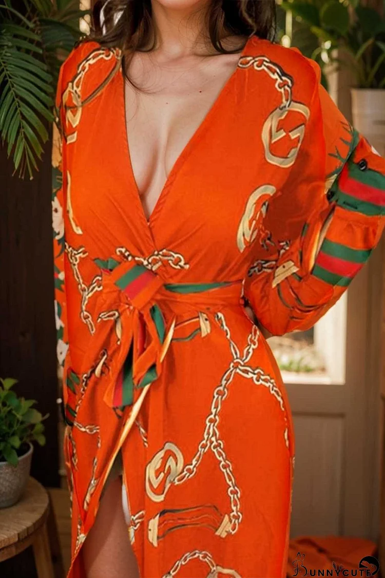 women s dresses deep v neck printed lace long sleeve dress