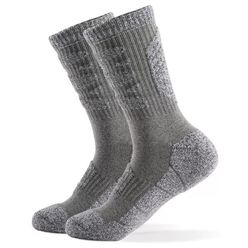 Outdoor Sports Socks With Thickened Towel Sole For Mountaineering Shock Absorption Hiking And Running Mid-tube Socks
