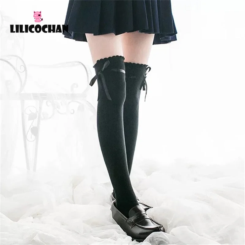 Lolita Stocking Womens Anime Cosplay Maid Girls Lace Top Thigh High Over Knee Leg Warmer Leggings Sexy Cotton Socks Kawaii Style