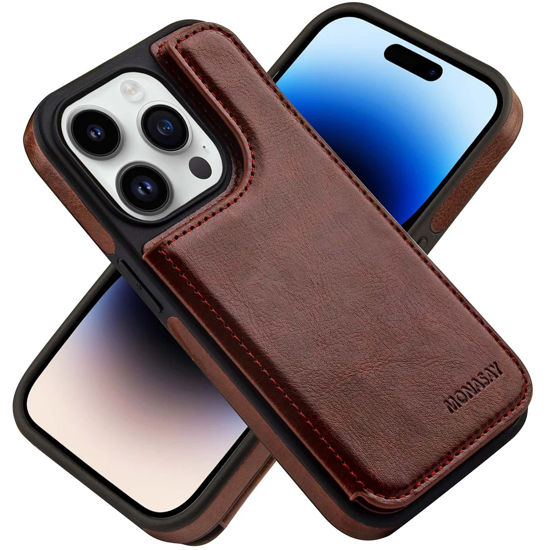 MONASAY Wallet Case for iPhone 14 Pro Flip Folio Leather