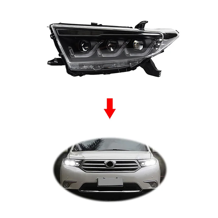 Upgrade LED DRL lights for Toyota Highlander 2012-2014 headlamp headlight Projector Lens head light head lamp assembly ITN Auto