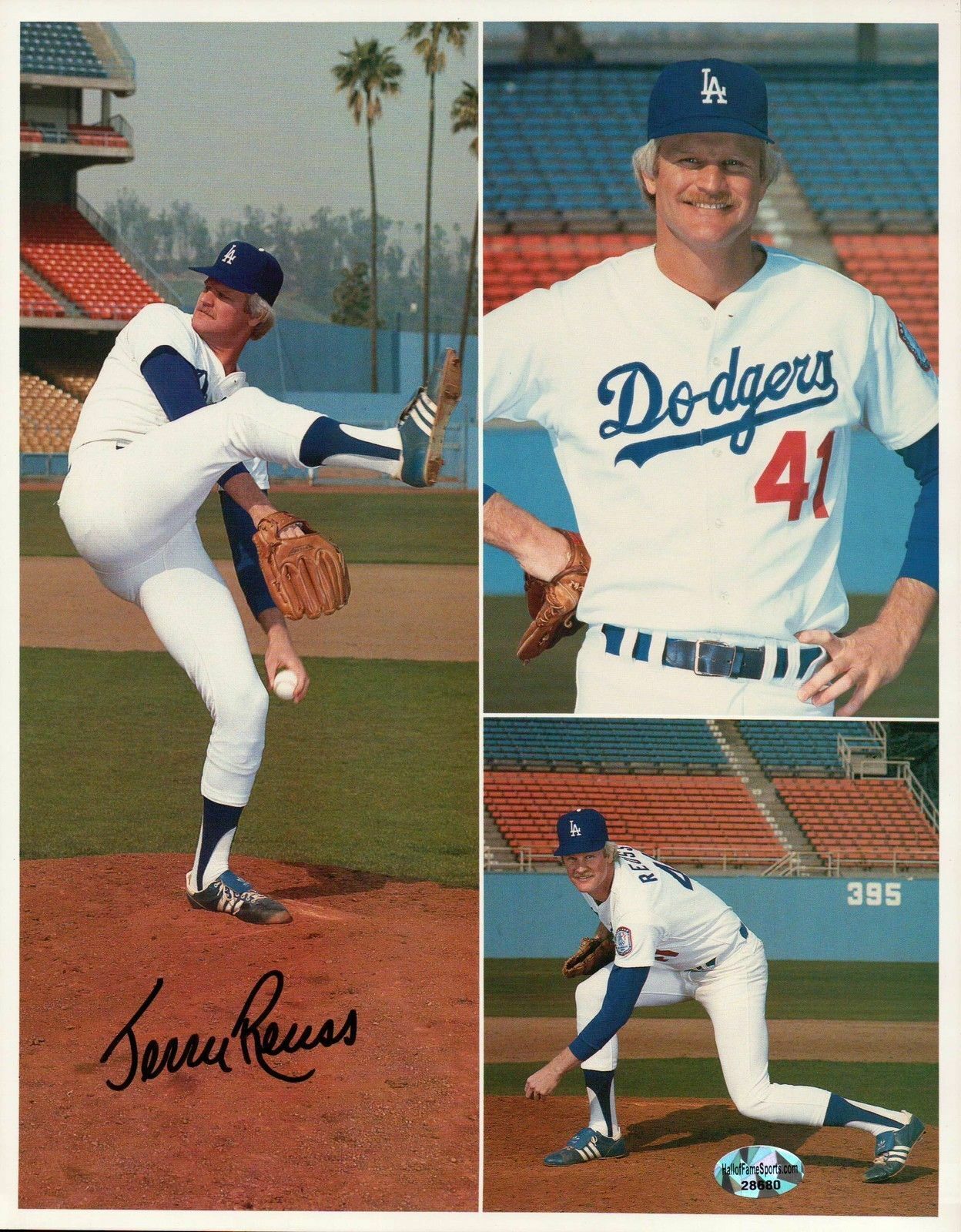 Jerry Reuss Signed 8X10 Photo Poster painting Autograph LA Dodgers Home Collage #/6500 blue ink