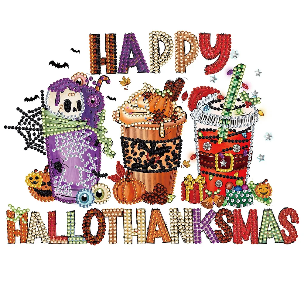 Partial Special-shaped Crystal Rhinestone Diamond Painting - Halloween Drink(Canvas|30*30cm)