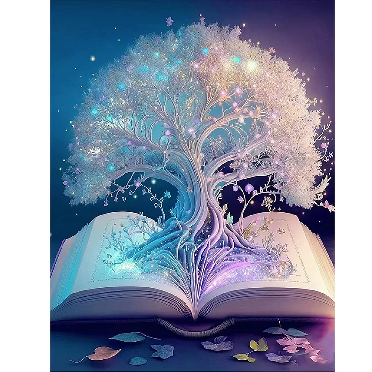 Full Round Diamond Painting - Book That Grows Out Of A Tree 40*50CM