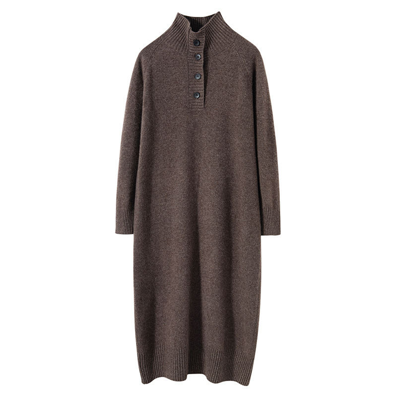 Warm Long Cashmere Dress For Women REAL SILK LIFE