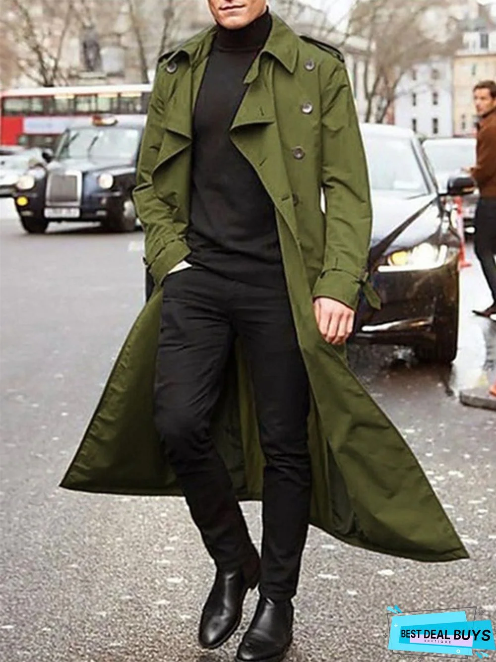 Men's Medium Length Casual Fashionable Trench Coat
