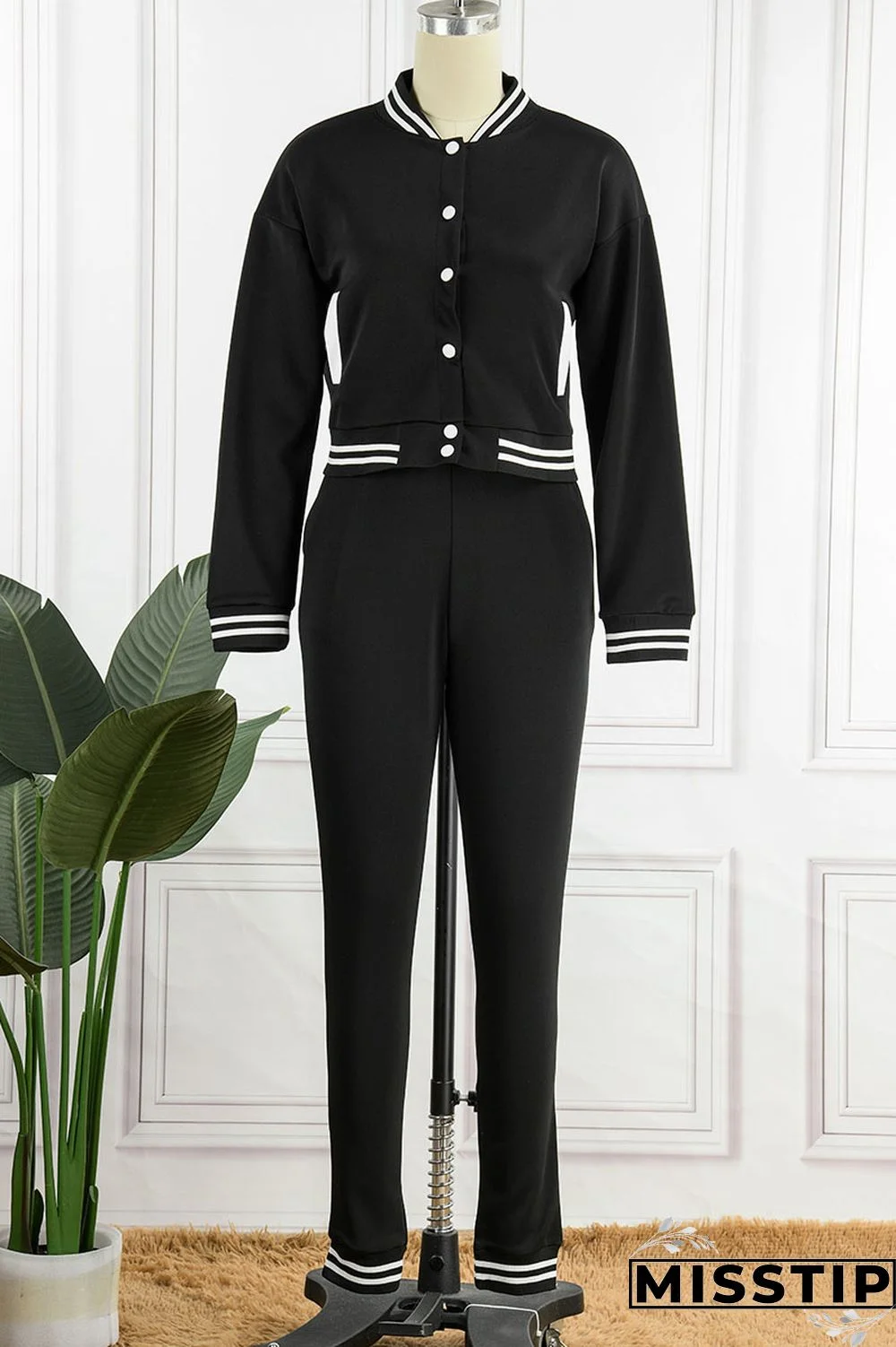 Green Casual Solid Patchwork Buckle Long Sleeve Two Pieces