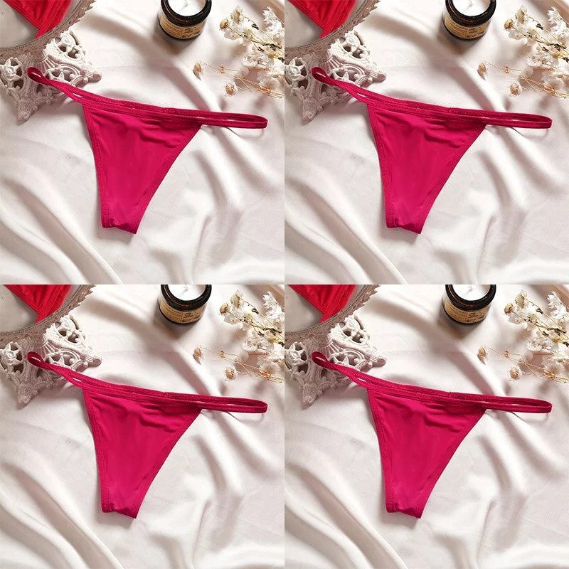 4PCS/Set Sexy Panties Women Thong Female G-string Underwear Panties Solid Color Intimate Lingerie Underpants Seamless Panties