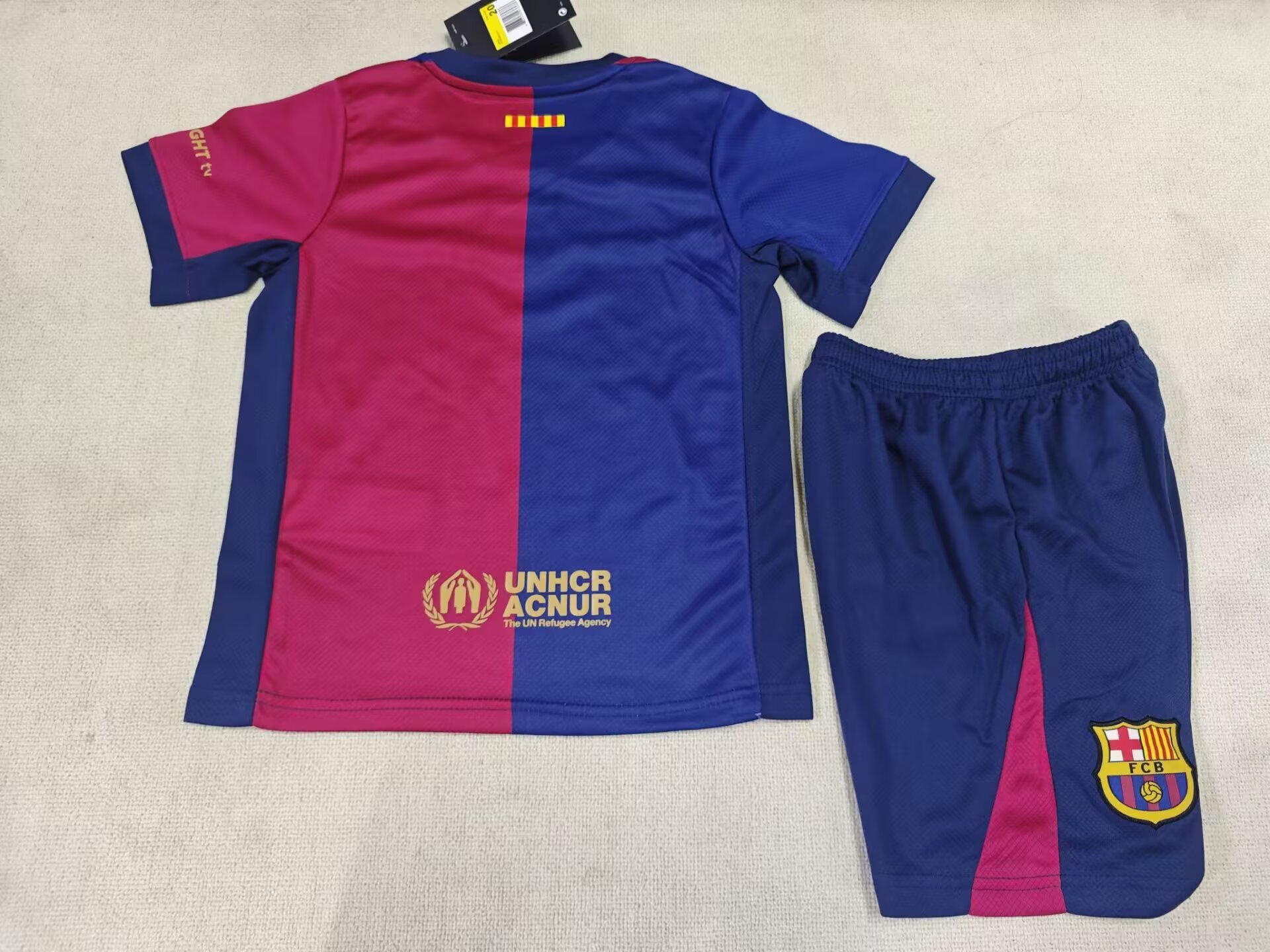 24/25 Barcelona Away New Sponsor Kids Kit Football Jersey Thai Quality