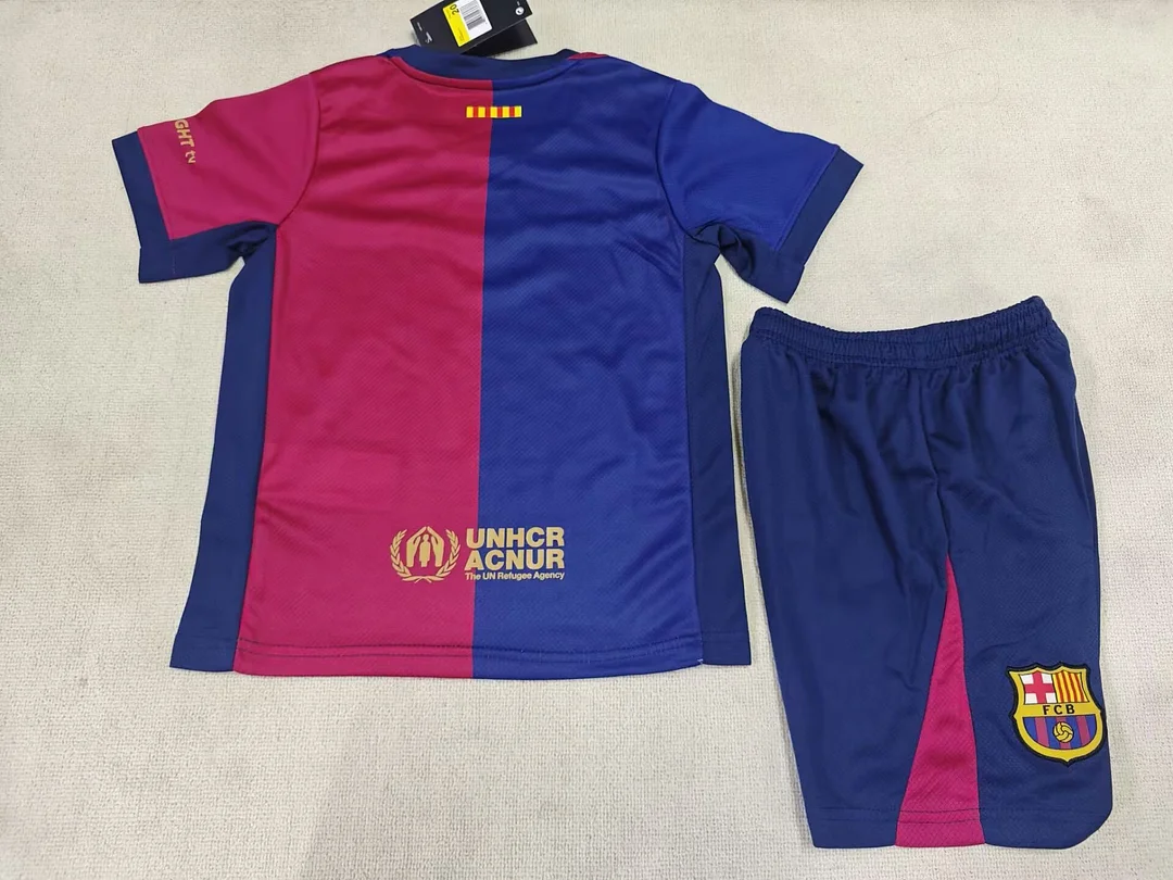 24/25 Barcelona Away New Sponsor Kids Kit Football Jersey Thai Quality