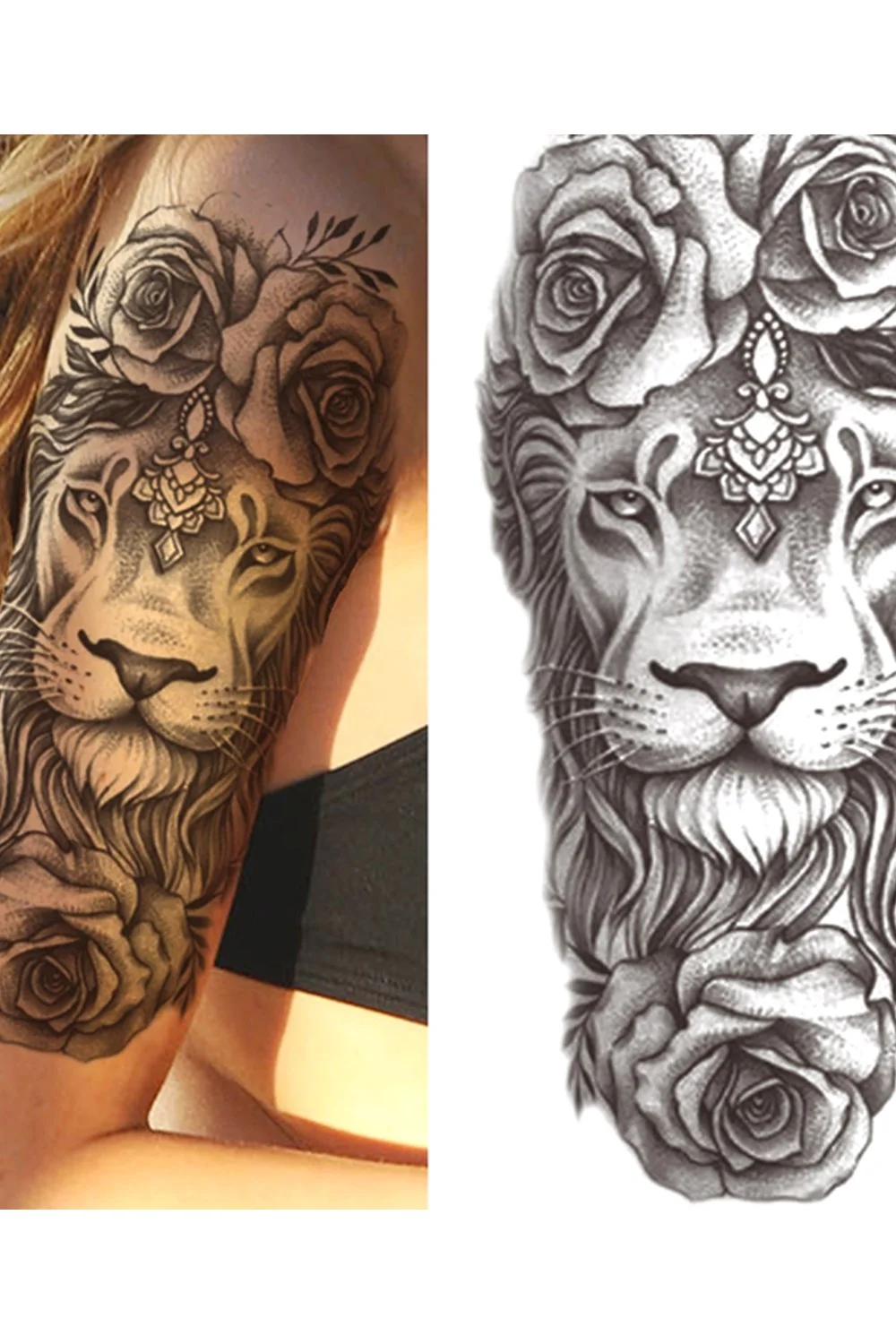  Forest Tattoo Sticker For Men Women Children Tiger Wolf Death Skull Temporary Tattoo Fake Henna Skeleton King Animal Tatoo 921-1