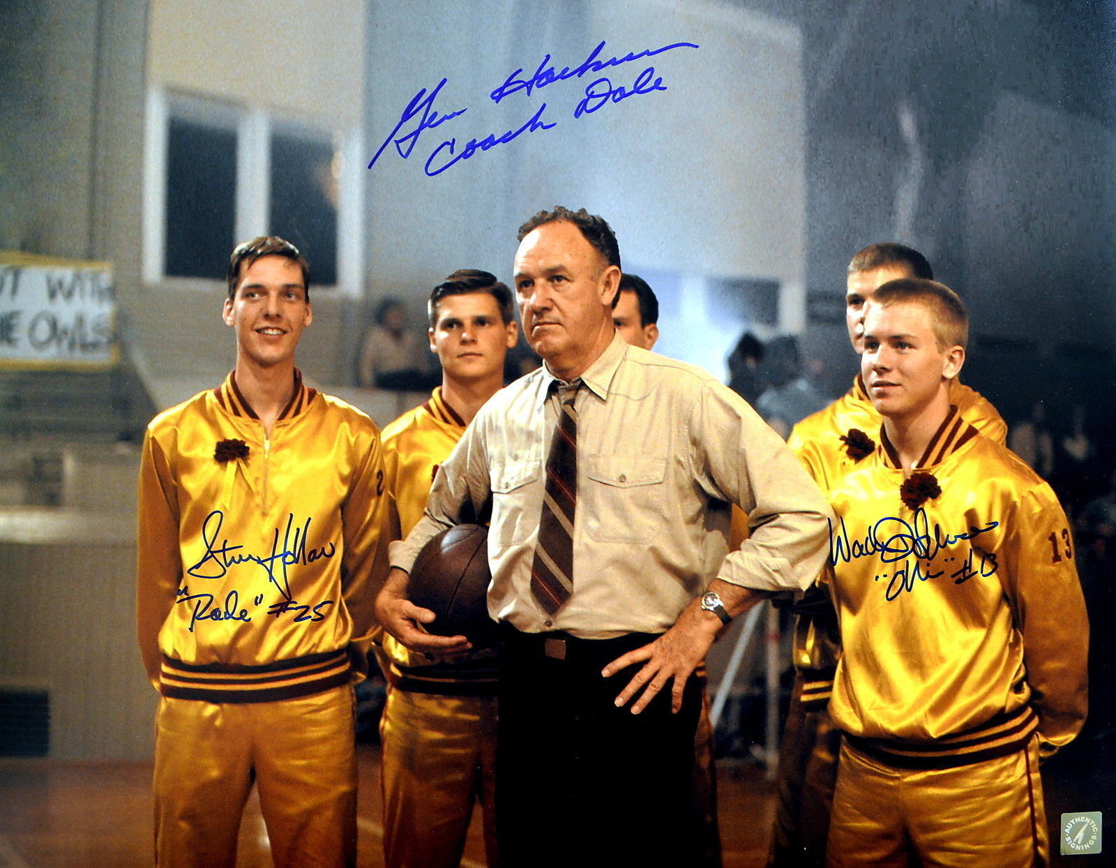 Gene Hackman, Hollar & Schenck Autographed Hoosiers 16x20 Photo Poster painting ASI Proof