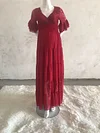 Maternity Long Sleeve Lace Floral Gown Maxi Photography Dress