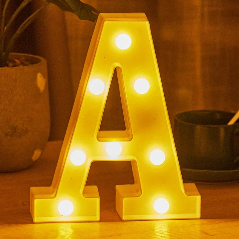 Alphabet Letter LED Lights Luminous Number Lamp Decor Battery Night Light for home Wedding Birthday Christmas party Decoration