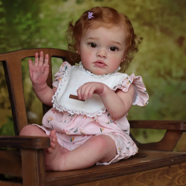  [New] 20" Handmade Lifelike Reborn Brown Hair Baby Girl Named Peshin with Blue Eyes - Reborndollsshop®-Reborndollsshop®