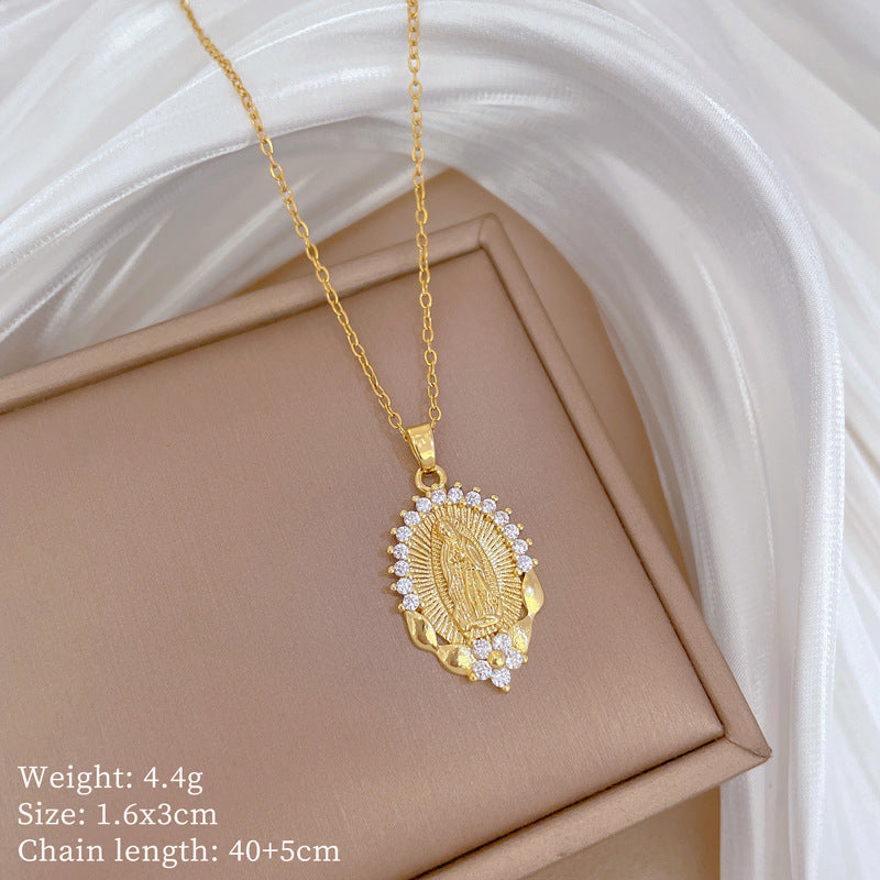 Copper Micro-Inlaid Necklace For Women Copper Micro-Inlaid Real Gold Electroplating Simple Ins Exquisite Clavicle Chain Neck Chain