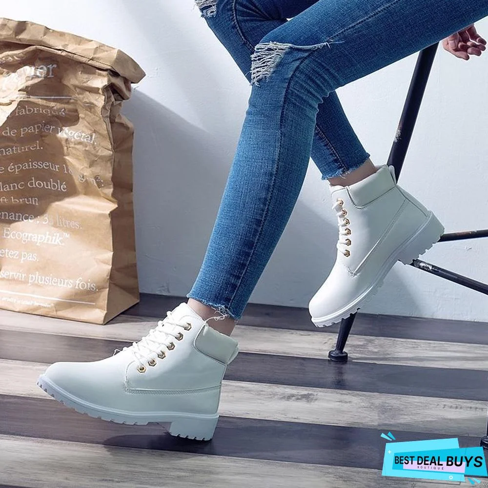 Autumn Early Winter Shoes Women Flat Heel Boots Fashion Keep warm Women's Boots Brand Woman Ankle Botas