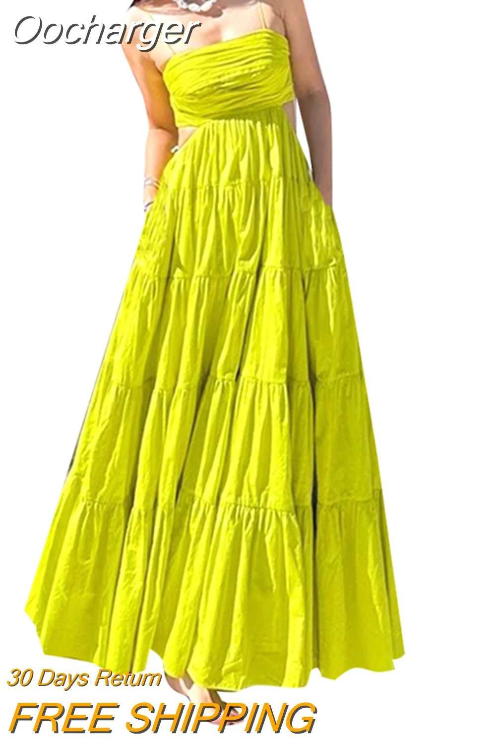 Oocharger Solid Summer Backless Dresses For Women Slash Neck Sleeveless High Waist Spliced Draped A Line Slip Dress Female